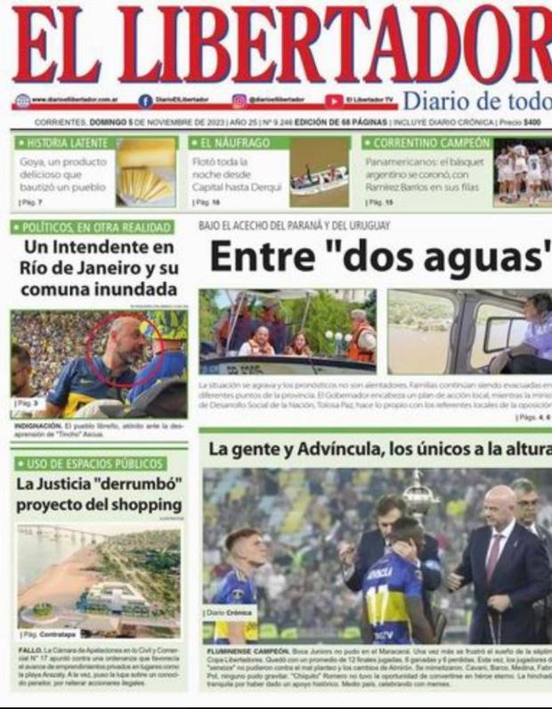 Advíncula destacado en portadas de medios argentinos.