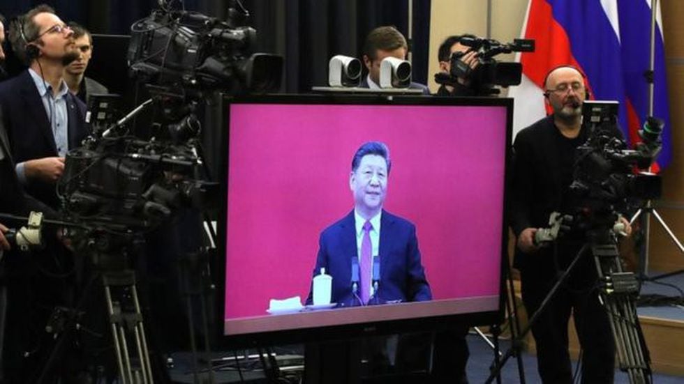 Xi Jinping participó en videoconferencia desde Beijing. (Getty Images).