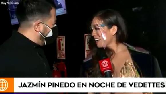 Jazmín Pinedo y su reacción cuando se reencontró con reportero al que le cerró la puerta en la cara. (Foto: Captura de video)