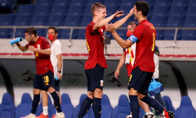 Argentina y España igualaron 1-1 en la última fecha de la fase de grupos de Tokio 2020. La albiceleste quedó eliminada. | Foto: AFP