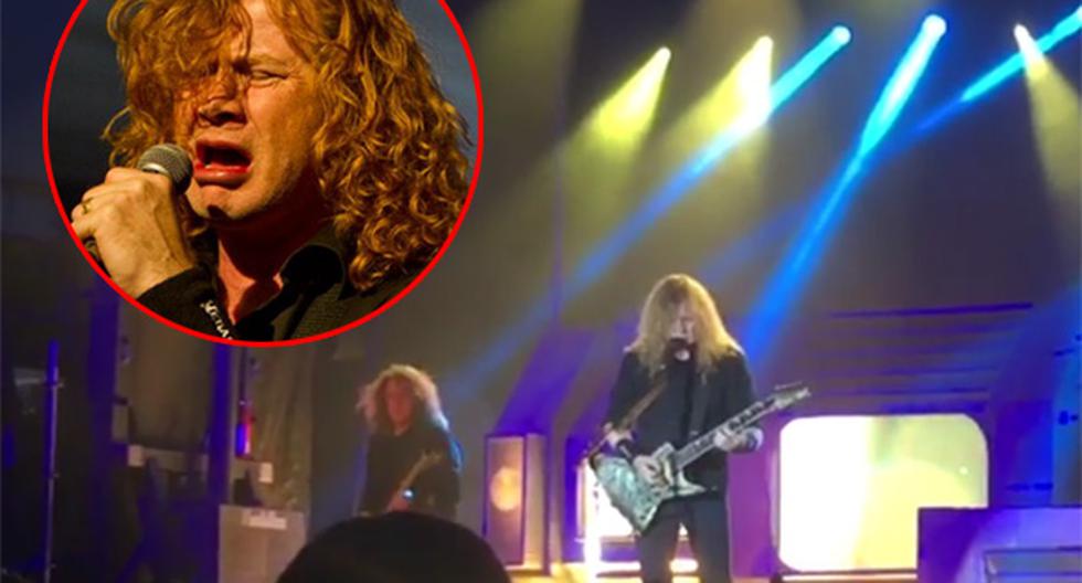 Dave Mustaine no contiene las lágrimas al dedicarle el tema \"Trust\" al fallecido exguitarrista de Megadeth, Nick Menza. (Foto: Captura de video / Getty Images)