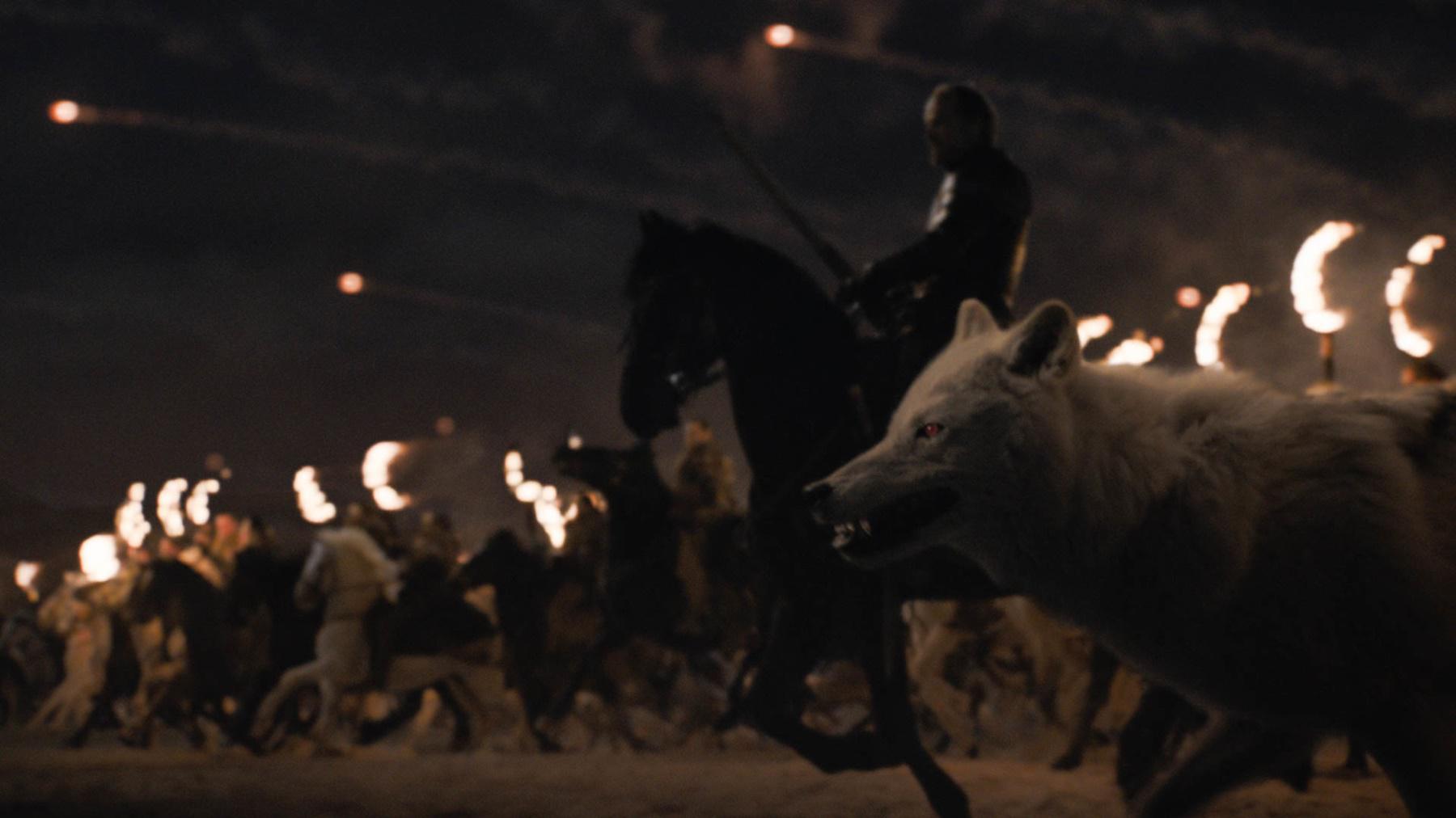 "Game of Thrones". Jorah Mormont fue a la carga junto a Ghost, el lobo de Jon. Foto: HBO.