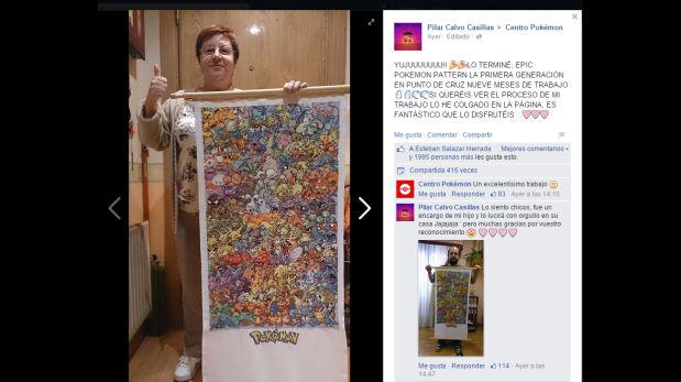 Facebook: española tejió 151 pokémon en punto cruz por amor - 1