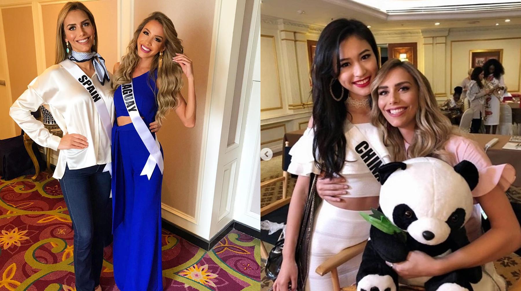 Ángela Ponce compartió y aparece en fotos de sus compañeras del certamen, con las cuales parece haber congeniado. Fuente: Instagram.