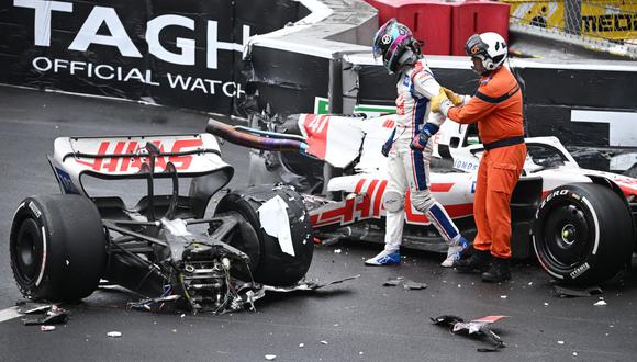GP de Mónaco: auto de Mick Schumacher se partió en dos tras brutal accidente | Foto: AFP