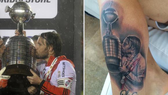 Fernando Cavenaghi se tatuó el trofeo de la Copa Libertadores