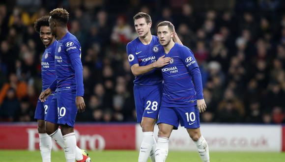 Eden Hazard fue la figura del encuentro. El belga le dio el triunfo al Chelsea gracias a los dos goles que marcó. (Foto: AP).