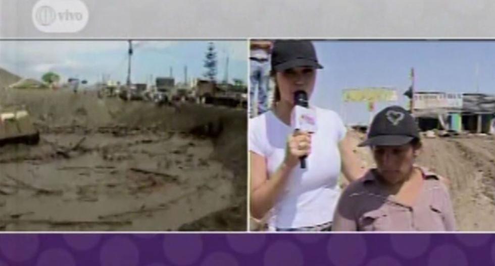 Maju Mantilla se convirtió en reportera e informó desde zona afectada por huaico (Foto: captura video América TV)