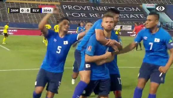 Gol de Eriq Zavaleta para el 1-0 de El Salvador vs. Jamaica por Eliminatorias de Concacaf. (Captura: Canal 4)