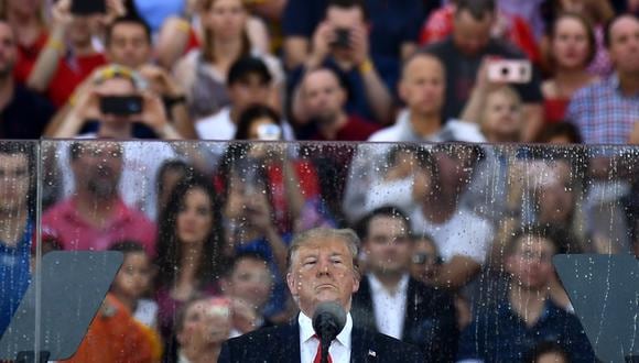 Donald Trump en su discurso por el Día de la Independencia. Foto: AFP