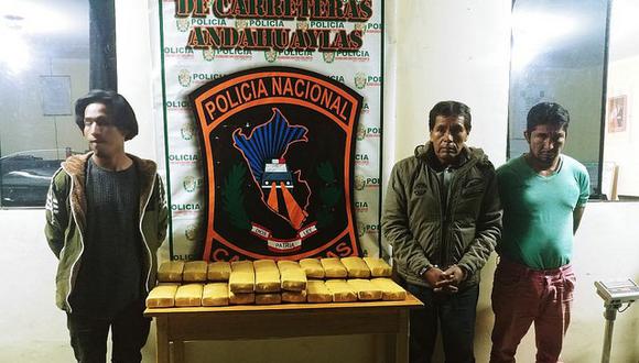 PNP detuvo a tres sujetos con más de 33 kilos de droga en Apurímac