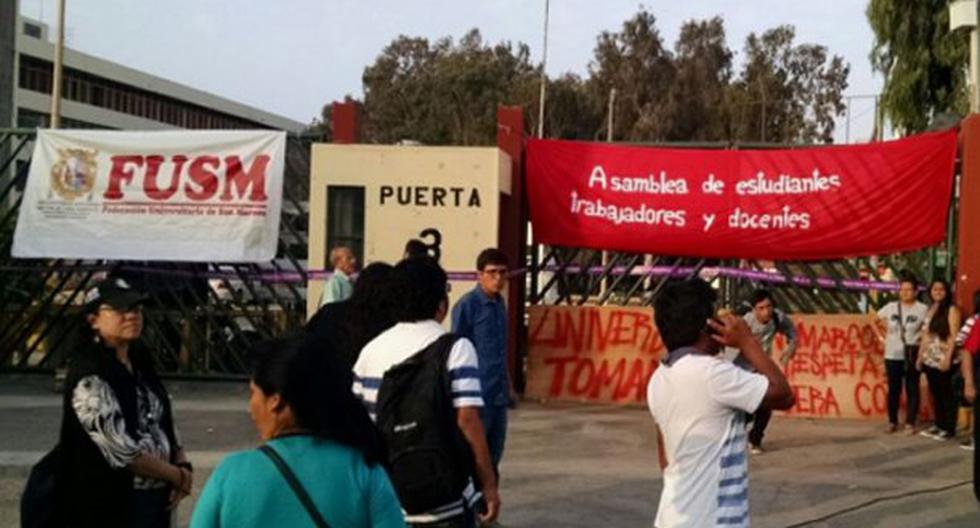 Manifestaciones siguen en el interior de Universidad San Marcos. (Foto: elcomercio.pe)