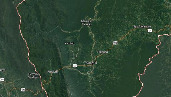 Imagen referencial de Google Maps de la zona donde ocurrió la inundación en Ucayali