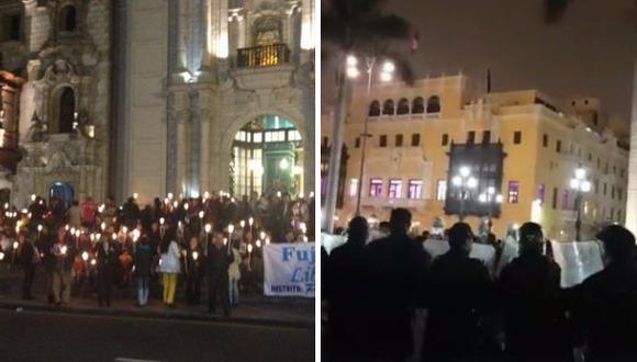La semana pasada se realizaron dos vigilias en la Plaza de Armas de Lima; sin embargo, solo una fue retirada por la Polic&iacute;a. (&rlm;@FAFrenteAmplio / Captura Jonas Ave)