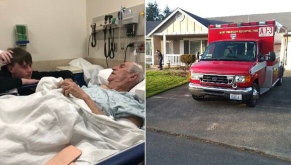 Anciano se rompió la cadera cortando el césped y los paramédicos que lo ayudaron acabaron haciendo su trabajo. (Facebook | Aiden Martin)