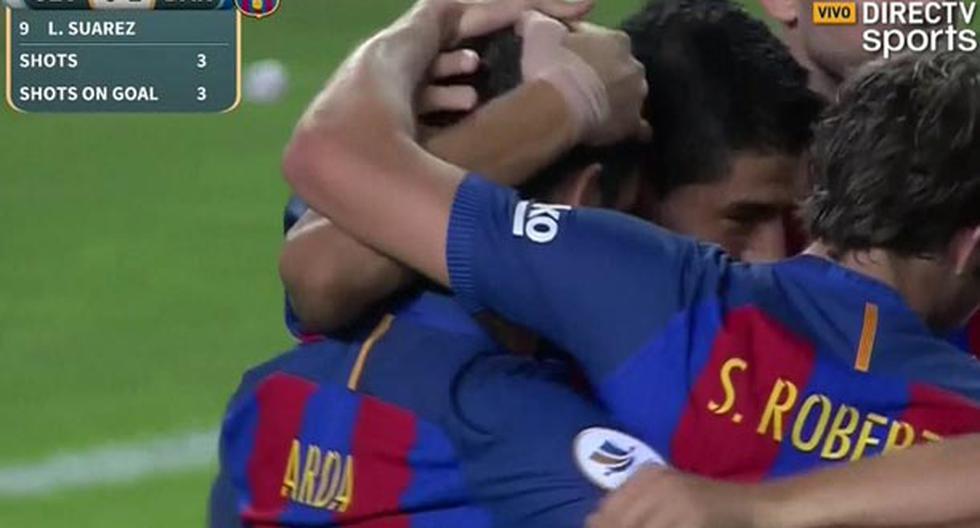 Luis Suárez batió a Sergio Rico en el minuto 54 tras una gran jugada colectiva. (Foto: Captura)