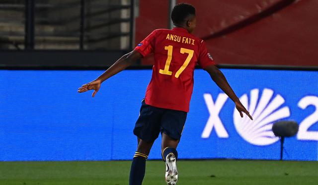 Ansu Fati se estrenó como goleador en la Selección de España | Foto: AFP