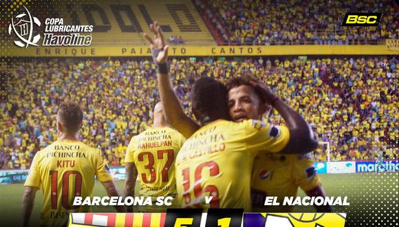 Barcelona de Guayaquil no tuvo problemas para superar a El Nacional por la quinta fecha del torneo y escaló al primer lugar de la tabla. (Foto: Barcelona S.C.)