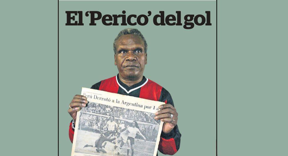 Perico León con El Comercio del día después de la victoria sobre Argentina. (Foto: Ernesto Arias / Archivo GEC)