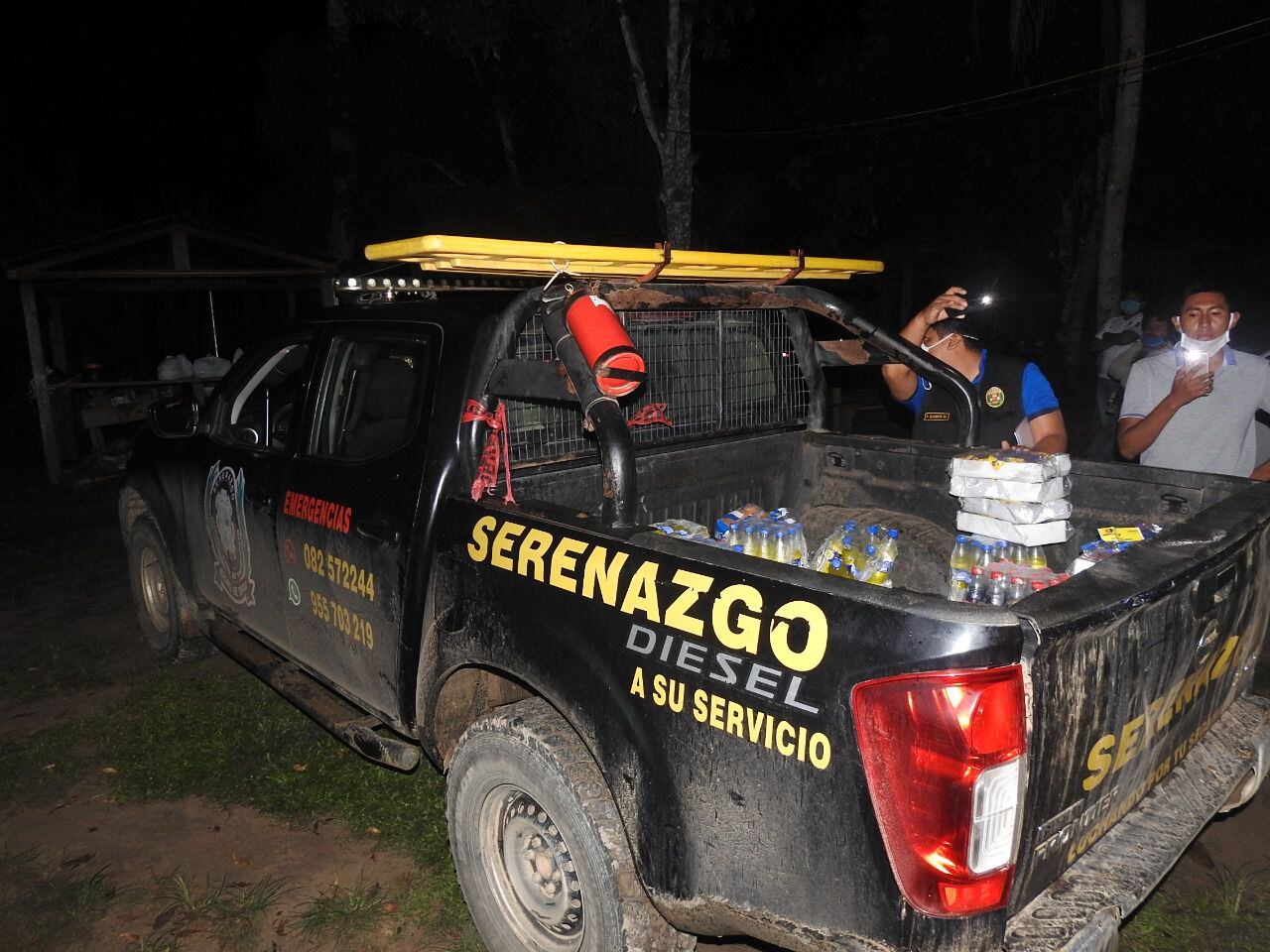 Esta es la camioneta de serenazgo en que se desplazaron los funcionarios de la Municipalidad de Tambopata. (Foto: PNP)