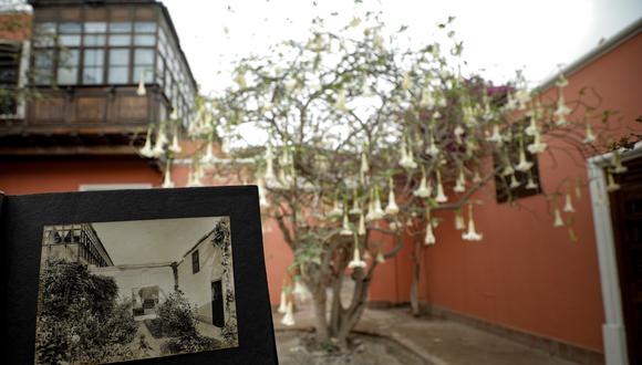Contraste fotográfico entre un rincón de la Casa Hacienda Orbea, una imagen registrada en 1920, parte del archivo familiar de la Familia De La Puente y una reciente, un siglo después. (Fotos: Joel Alonzo/ Diario El Comercio)