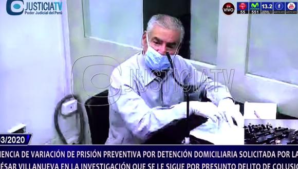 César Villanueva cumplirá con arresto domiciliario por el caso Odebrecht. El martes, por videoconferencia, dijo que su salud corría riesgo ante el coronavirus (Foto: captura de pantalla)