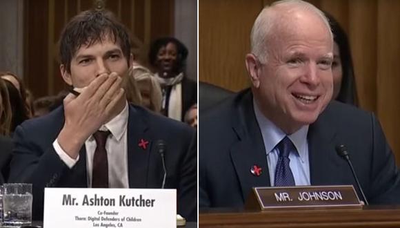 Ashton Kutcher envió "beso volado" a senador John McCain