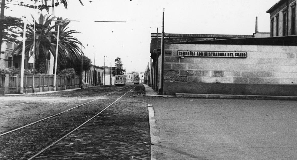 Postal de 1954 cuando los tranvías circulaban por el Callao. Foto: GEC Archivo Histórico