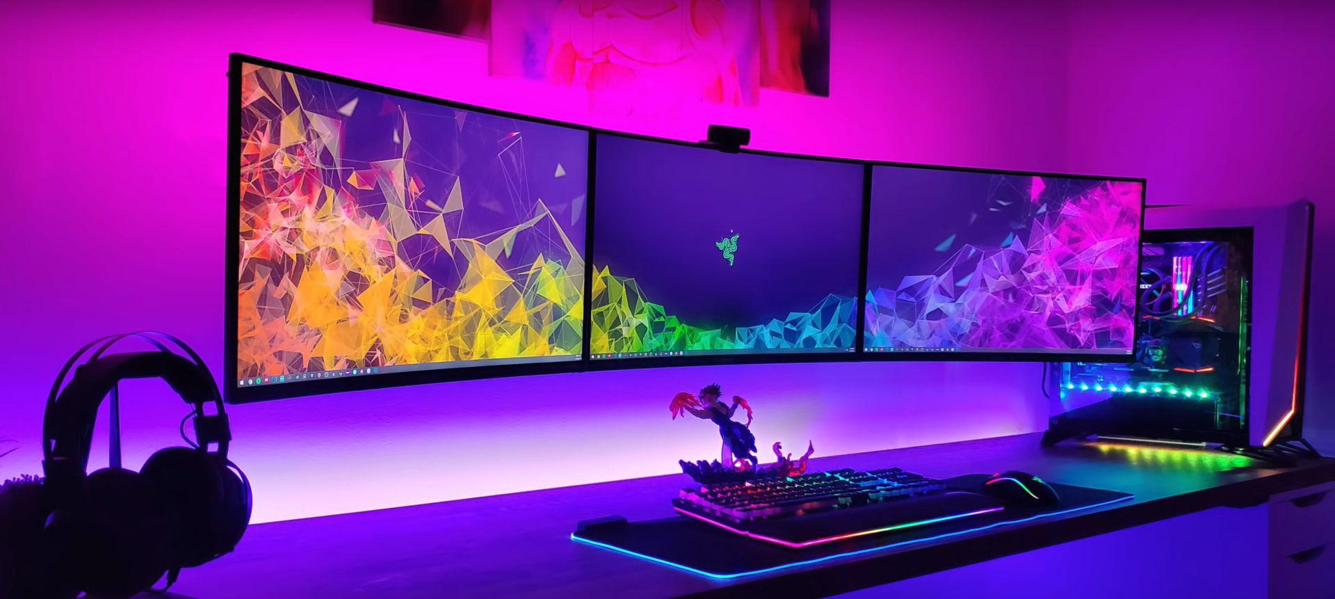 En la popular plataforma YouTube abundan videos de setups gamer en los que llama la atención las numerosas pantallas y el exceso de luces RGB. (Foto: YouTube/randomfrankp)