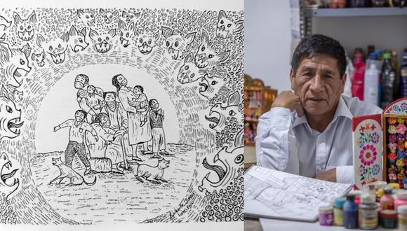 Edilberto Jiménez (Ayacucho, 1961) reúne casi un centenar dibujos y testimonios en el libro "Nuevo coronavirus y buen gobierno", editado por el IEP. (Foto: Anthony Niño de Guzmán)