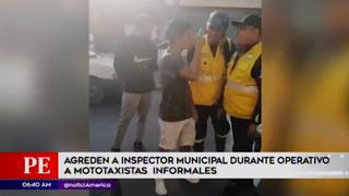 El Agustino: mototaxista informal agrede a inspector de transporte | VIDEO 