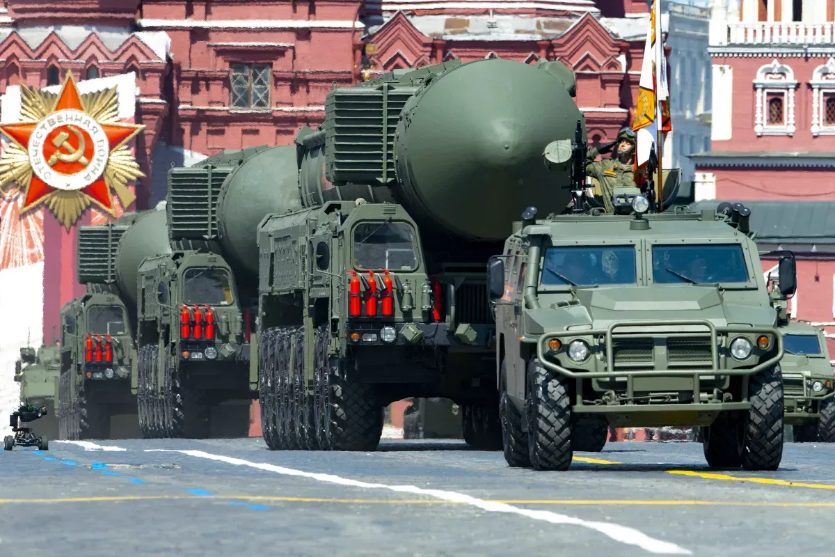 In this file photo taken on Wednesday, June 24, 2020, Russian RS-24 Yars ballistic missiles are carried through Moscow's Red Square during the Victory Day military parade.  (ASSOCIATED PRESS).