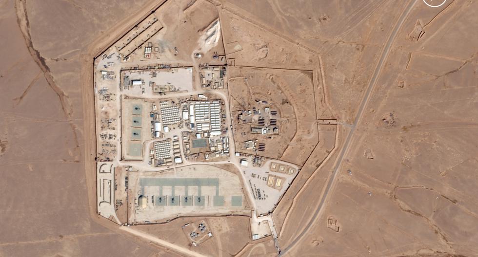 Esta imagen satelital publicada el 29 de enero de 2024 por Planet Labs PBC muestra una vista de la base de Estados Unidos conocida como Torre 22, que está ubicada en Jordania. (AFP).