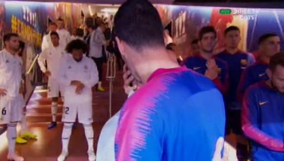 Barcelona vs. Real Madrid EN VIVO: así se saludaron antes de salir al campo de juego | VIDEO. (Foto: Captura de pantalla)
