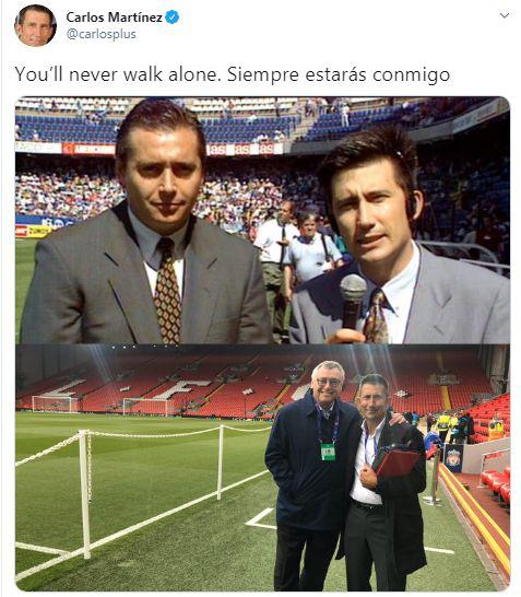 Carlos Martínez, compañero de transmisión de Robinson, lo recuerda en Twitter. (@CarlosPlus)