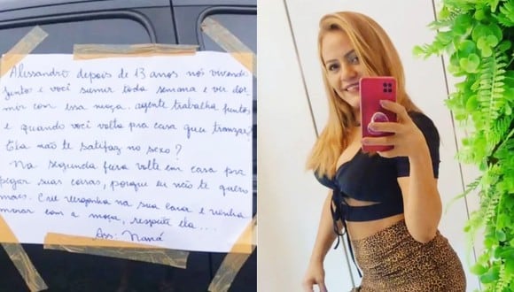 Benedita Carvalho dejó un cartel en el auto de su novio por un supuesto engaño. (Imagen: @nanashow3236 / Instagram)