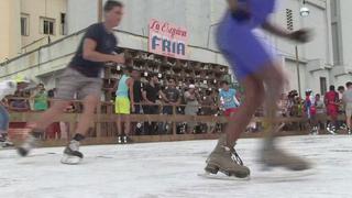 Cuba: traen patinaje sobre hielo a Bienal de La Habana [VIDEO]