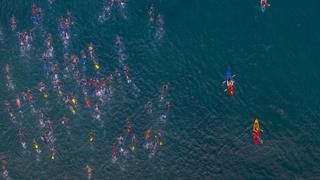 Así se vio desde el cielo la travesía en aguas abiertas Máncora-Vichayito