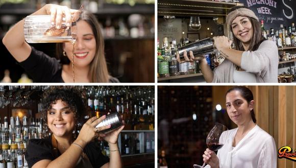Karen Álvarez, Thalía Talavera, Tatiana Flores y Florencia Rey son las mujeres que trabajan duramente entre vinos y licores, y al mismo tiempo disfrutan mucho de su profesión. (Foto: Provecho)