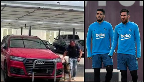 Una amenaza de bomba obligó a la seguridad del aeropuerto El Prat, en Barcelona, a revisar los autos de Luis Suárez (en la foto) y la de Lionel Messi. Al final, fue una falsa alarma. (Foto: Captura de video y AFP)
