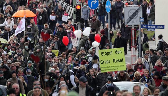 Imagen de las protestas en el centro de Alemania, hoy. AFP