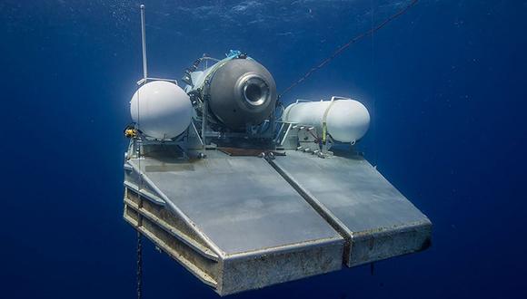 El submarino Titán de OceanGate Expeditions en una plataforma, mismo que se encuentra desaparecido, desde el 19 de junio de 2023, con 5 pasajeros que iban rumbo al Titanic. (Foto de Handout / OceanGate Expeditions / AFP)
