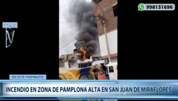 Reportan incendio en vivienda de cuatro pisos ubicada en calle Santiago Antúnez de Mayolo, Pamplona Alta Nº100. (Canal N)