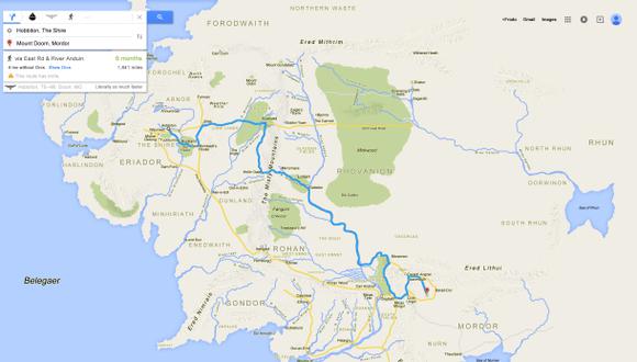 Google Maps: si la Tierra Media fuera incluida en la aplicación