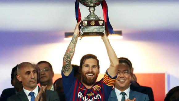 Javier Tebas contempla la posibilidad de inventar un galardón con el nombre de Lionel Messi para premiar al MVP del curso liguero. (Foto: AFP)