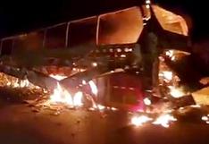 Cusco: bus interprovincial se incendió en tramo de la Carretera Interoceánica