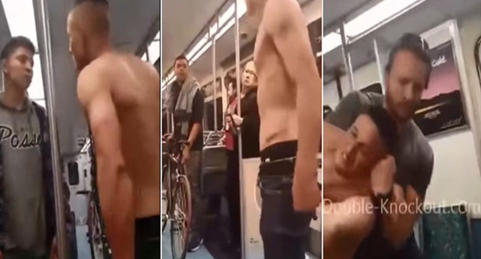 Hombre aplica letal llave a un sujeto que causaba problemas dentro de un tren | Foto: Captura