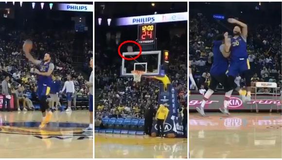 YouTube: Curry logró lo imposible y encestó desde media cancha y de espaldas | VIDEO. (Foto: Captura de pantalla)