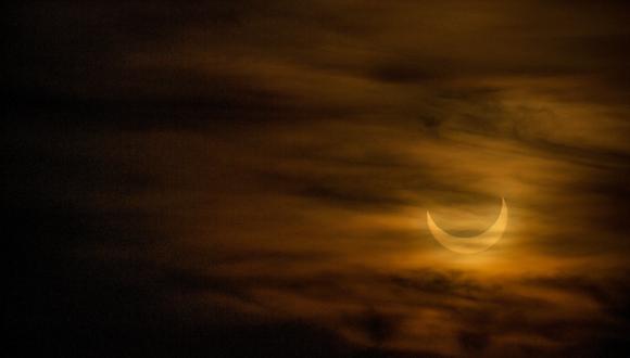 Eclipse anular visto desde Massachusetts el 10 de junio de 2021. (Foto: Joseph Prezioso / AFP)