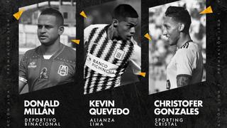 Kevin Quevedo, Donald Millán y Christofer Gonzales, nominados a ‘Mejor Jugador del Año’ de la Liga 1 2019